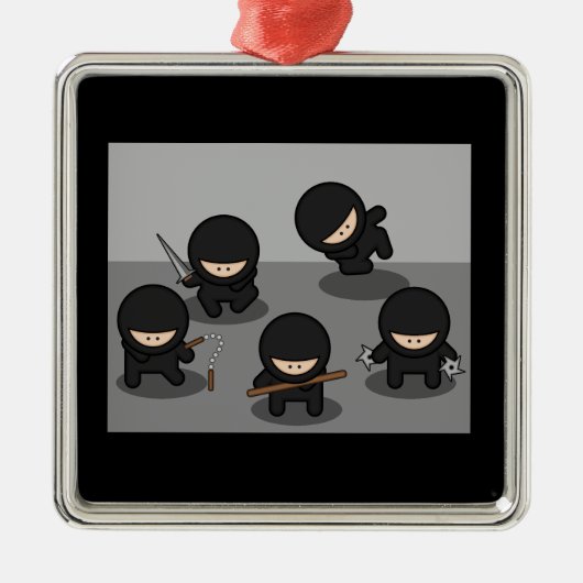 Ornement Métallique 5 petits ninjas (Devant)