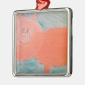 Ornement Métallique #ABC Art par les enfants, porc rose orange (Gauche)