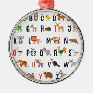 Ornement Métallique ABCs animal - alphabet