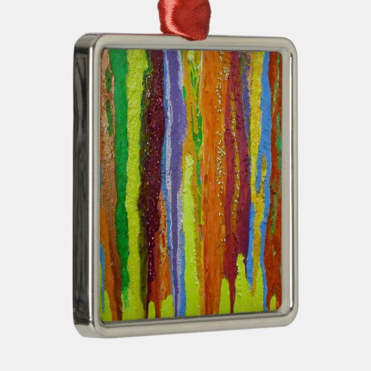 Ornement Métallique Abstract art rainbow stripes paint drip (Droite)