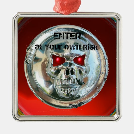 ORNEMENT MÉTALLIQUE AFFICHETTE DE PORTE SKULL CHROME (Devant)