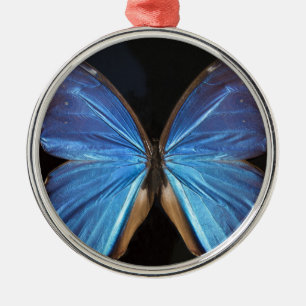 Ornement Métallique Ailes de papillon bleu Iridescente