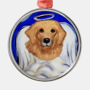 Ornement Métallique Ange Golden Retriever