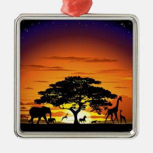 Ornement Métallique Animaux sauvages sur Savannah Sunset Ornament