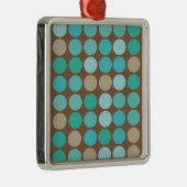 Ornement Métallique Aqua Blue Teal & Brown Dots Pattern (Droite)