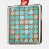Ornement Métallique Aqua Blue Teal & Brown Dots Pattern (Gauche)