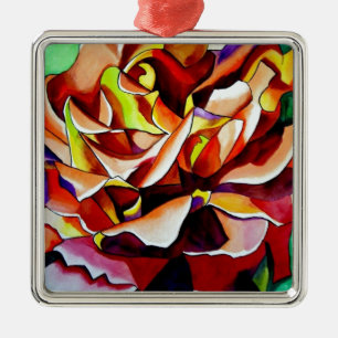 Ornement Métallique Aquarelle originale de rose au coucher du soleil a