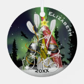Ornement Métallique Arbre de Noël Kayak Aurora Borealis (Verso)