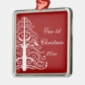 Ornement Métallique Arbre de Noël rouge premier Noël ensemble (Gauche)