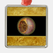 Ornement Métallique Aries Horoscope avec texture feuille or avec noir (Devant)