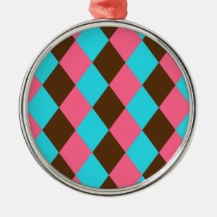 Ornement Métallique Arlequin, Chocolat Pastel Premium Round Orament