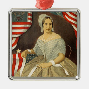 Ornement Métallique Betsy Ross Premier drapeau américain Portrait Vint