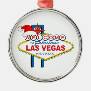 Ornement Métallique Bienvenue à Las Vegas Noël Fabuleux