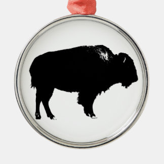 Ornement Métallique Bison noir et blanc Silhouette Pop Art