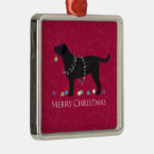 Ornement Métallique Black Lab Joyeux Noël Design (Droite)