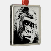 Ornement Métallique Black White Pop Art Gorilla (Droite)