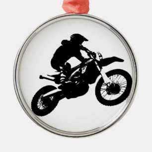 Ornement Métallique Black White Pop Art Motocross Motorcyle Sport
