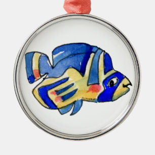 Ornement Métallique Bleu Cartoon Papillon Poisson