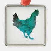 Ornement Métallique Bleu turquoise de poule de poulet sur l'arrière - (Devant)