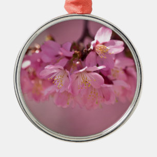 Ornement Métallique Bouquet délicat de fleurs de cerisier Sakura rose