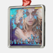 ORNEMENT MÉTALLIQUE BOUTEILLE BLEUE EN PARKLES OR VERT TURQUOISE (Gauche)