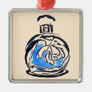 Ornement Métallique Bouteille de parfum d'illustration de mode bleue