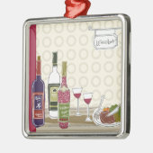 Ornement Métallique Bouteilles de vin avec des verres à vin sur la (Gauche)