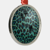 Ornement Métallique Bowling Ball Leopard Turquoise (Droite)