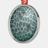 Ornement Métallique Bowling Ball Leopard Turquoise (Gauche)