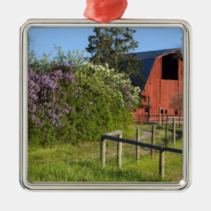 Ornement Métallique Buissons de lilas en fleurs et pies dans les arbre