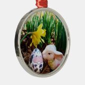 Ornement Métallique Bunny de Pâques embrasser Oeuf de vache (Droite)