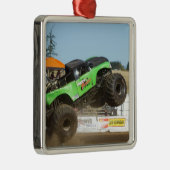 Ornement Métallique Camion Monster Vert En Action (Droite)