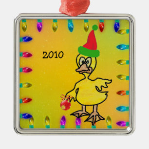 Ornement Métallique Canard en verre souillé