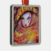 ORNEMENT MÉTALLIQUE CARNAVAL EN JAUNE D'OR AVEC ROSE ROUGE (Droite)