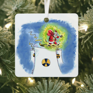 Ornement métallique carré Santa Claus irradié