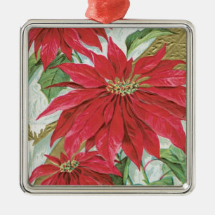 Ornement Métallique Carré vintage Poinsettia