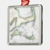 Ornement Métallique Carte Cape Cod, Nantucket, Martha's Vineyard (Gauche)