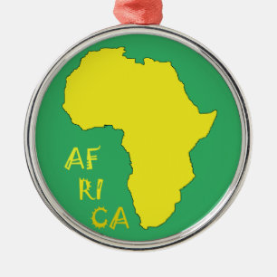 Ornement Métallique Carte d'Afrique jaune funky