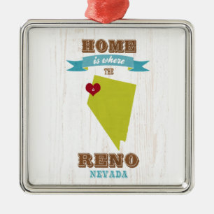 Ornement Métallique Carte de Reno, Nevada - à la maison est où le
