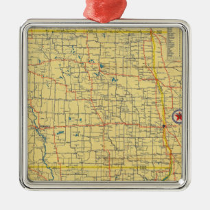 Ornement Métallique Carte de route N et S Dakota