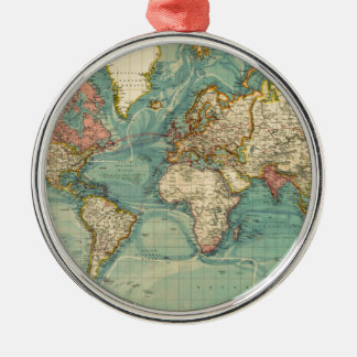 Ornement Métallique Carte du monde vintage
