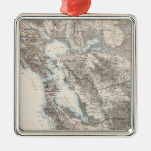 Ornement Métallique Carte vintage de la Baie de San Franciso (1873)