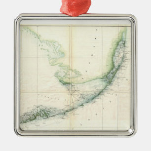 Ornement Métallique Carte vintage des Florida Keys (1859)