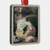 Ornement Métallique Chat avec ses chatons sur un coussin (Droite)