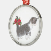 Ornement Métallique Chaton avec l'arc de Noël (Gauche)