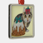 Ornement Métallique chaton tabby gris mignon habillé pour noël (Droite)