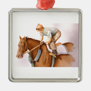 Ornement Métallique Cheval de course et Jockey