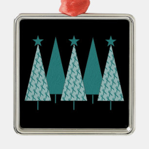Ornement Métallique Christmas Trees - Teal Ribbon Ovarian Cancer
