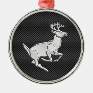 Ornement Métallique Chrome coureur de cerf sur le décor de fibre de ca