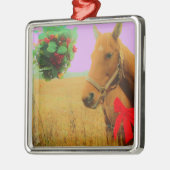 Ornement Métallique Ciel rose rétro Cheval de Noël (Gauche)